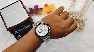 Alexandre Christie Chronograph White Dial Silver Stainless Steel