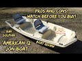 Sun Dolphin American 12 Jon Boat Pros And Cons / Watch This Before Buying! / Boat Review / #jonboat