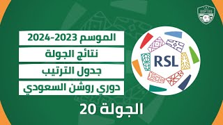 نتائج مباريات الجولة 20 و جدول ترتيب دوري روشن السعودي