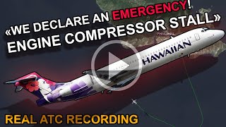 ENGINE COMPRESSOR STALL. Emergency situation after takeoff. REAL ATC