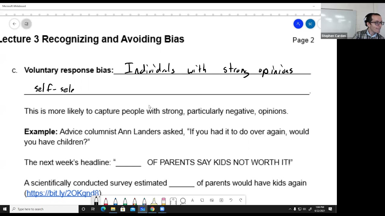 STAT 1401 Lecture 3 Recognizing And Avoiding Bias - YouTube