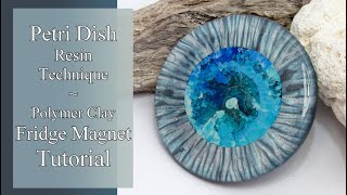 Resin Petri Dish Effect  ~ Polymer Clay Fridge Magnet using a Mica Shift Mokume Gane