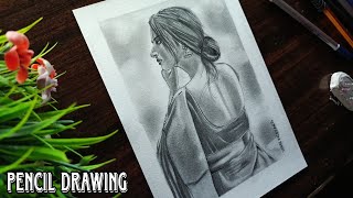 Woman portrait drawing with graphite pencil | Realistic  women portrait drawing process easy art