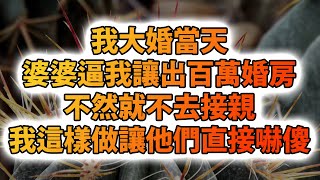 我大婚當天，婆婆逼我讓出百萬婚房，不然就不去接親，我這樣做讓他們直接嚇傻