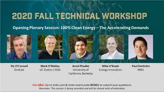 2020 Fall Technical Workshop Opening Plenary Session: 100% Clean Energy – The Accelerating Demands