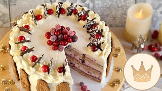 WEIHNACHTSTORTE 2023 🤩KÄSE-SAHNETORTE MIT CRANBERRIES UND GRANATAPFEL🤩 REZEPT VON SUGARPRINCESS