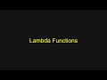 Python Tutorial - Lambda Functions