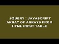 jQuery : Javascript array of arrays from html input table
