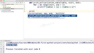 (Learn Programming With Python) 37-Step 03-Execise-Write Multiplication Table Method with PyCharm