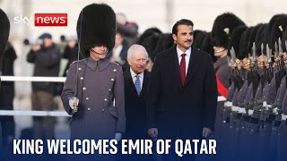 King Charles welcomes Emir of Qatar on state visit to UK