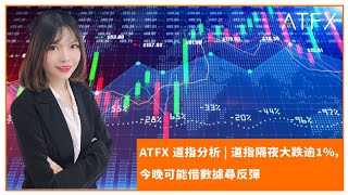 ATFX 道指分析 | 道指隔夜大跌逾1%，今晚可能借數據尋反彈