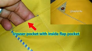 Sewing Inside Trouser Pocket with Flap pocket | secret flap pocket | cross pocket