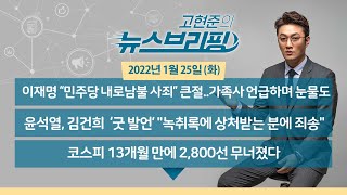 [고뉴브] 220125(화) 오미크론 변이 검출률 50% 넘어서 / 코스피, 13개월만에 2800선 / 이재명 '민주당 내로남불' 사과 / 윤석열, 김건희 '굿 발언' 사과