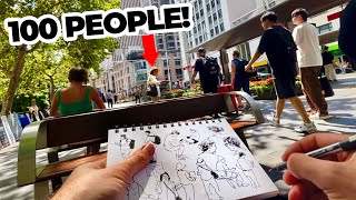 100 PEOPLE in 1 DAY Urban Sketching challenge!