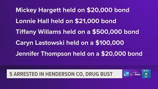 Henderson County deputies arrest 5 out of Moore Station during narcotics investigation