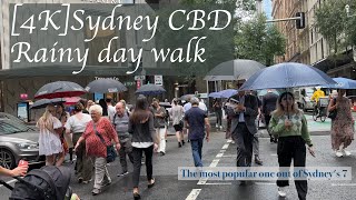 [4K] Sydney CBD: Rainy day walk