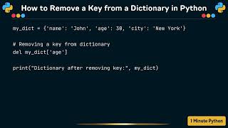 How to Remove a Key from a Dictionary in Python