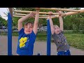 MONKEY BARS 1st Time Swinging from Overhead Bars Crossing Hand Over Hand 💪 Jungle Gym Acrobats #fun