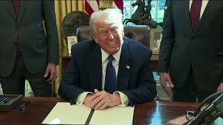 President Trump signing executive orders on Valentine's day