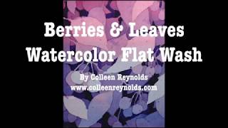 Berries & Leaves in Violet - Watercolor Flat Wash
