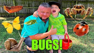 KIDS BUG HUNT! Caleb and Daddy Play and Find REAL BUGS Outside!
