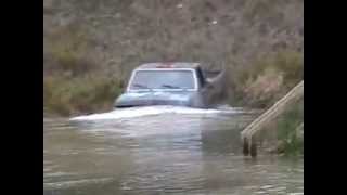 #35 ford truck in deep water, very funny [Davidsfarm]