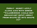 Array : numpy apply along axis with error 