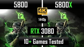 Ryzen 5800 vs 5800X Nvidia 3080 | 10 Games Comparison in 1440p, 4k