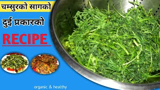 Chumsur saag recipe/चम्सुर सागको दुई प्रकारको Dish/chumsur pokoda \u0026 chumsur with egg mix curry 🥗