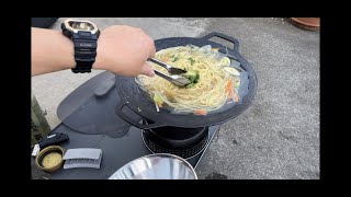 【キャンプ飯】ストームクッカーとマルチグリドルでマルタイラーメンやってみた。