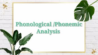 Phonological Analysis