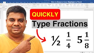 How To Type Fractions In Word - eg. One Half [ 1/2 ]