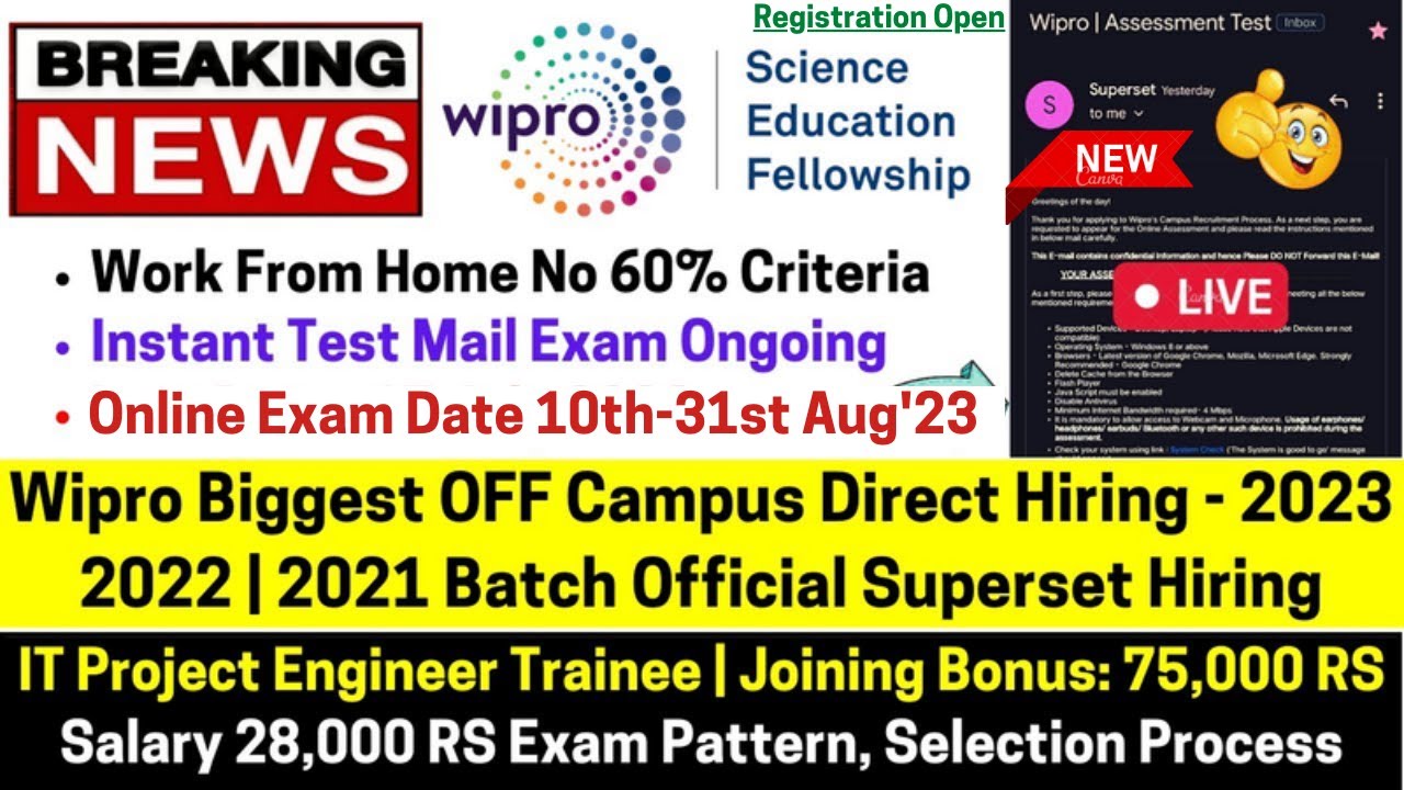 Finally Wipro Superset Aug 23 New Phase Hiring Started Wipro Off Campus