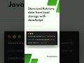 Store and retrieve data from local storage with JavaScript #javascript #code #js #nodejs #codeindoor