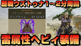 【ワイルズ周回装備】ウズトゥナ1分～2分周回！雷属性ヘビィ装備を紹介【アーティア武器、装飾品集め、ナナイロカネ交換素材】