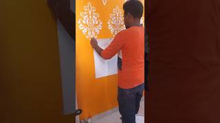 Wall Painting Design !! Wall Art Design Amezing Stencil Wall Design  #Shortvideo  #ytshort