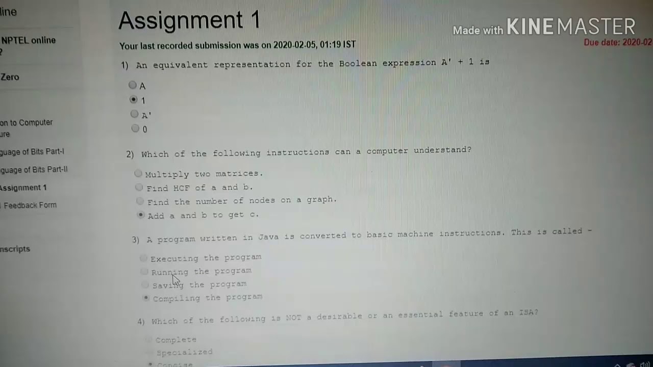 Nptel Computer Architecture Assignment Week 1 Youtube Nptel Computer Architecture Assignment Week 1 Youtube