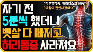 자기 전 매일 5분만 꼭 하세요! 마법처럼 허리가 편안해집니다! 허리통증 환자가 해야하는 코어 운동! [척추관협장증, 허리디스크, 척추측만증에 효과 좋은 운동]