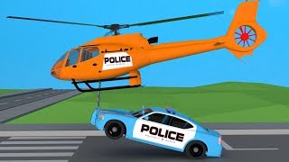 Police Helicopter and Car   Chasing the Intruder   Street Vehicles for Kids