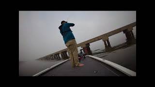 Lake Pontchartrain Train Trestle Fishing in Fog, Camera Fail!