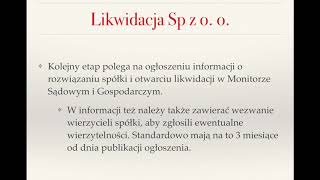 Likwidacja Sp  z o  o