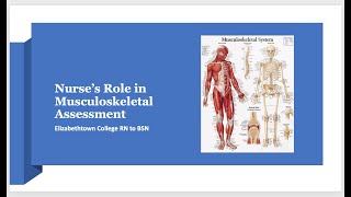 310 Lesson 3: Musculoskeletal Assessment