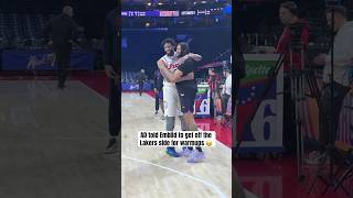 AD \u0026 Embiid joking around pregame 😂🤝