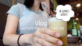 Vlog) 일상브이로그 음주를 곁들인…..야장의 계절입니다 💚 야장브이로그 정도…강제일상공유 브이로그 🔥