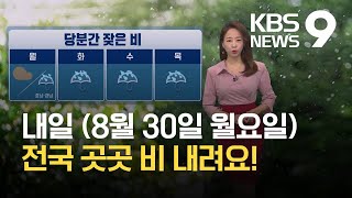 [뉴스9 날씨] 내일, 호남·경남 비…모레부터 전국 비! / KBS 2021.08.29.