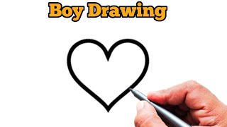 How to draw boy from heart ❤️ | Easy boy drawing