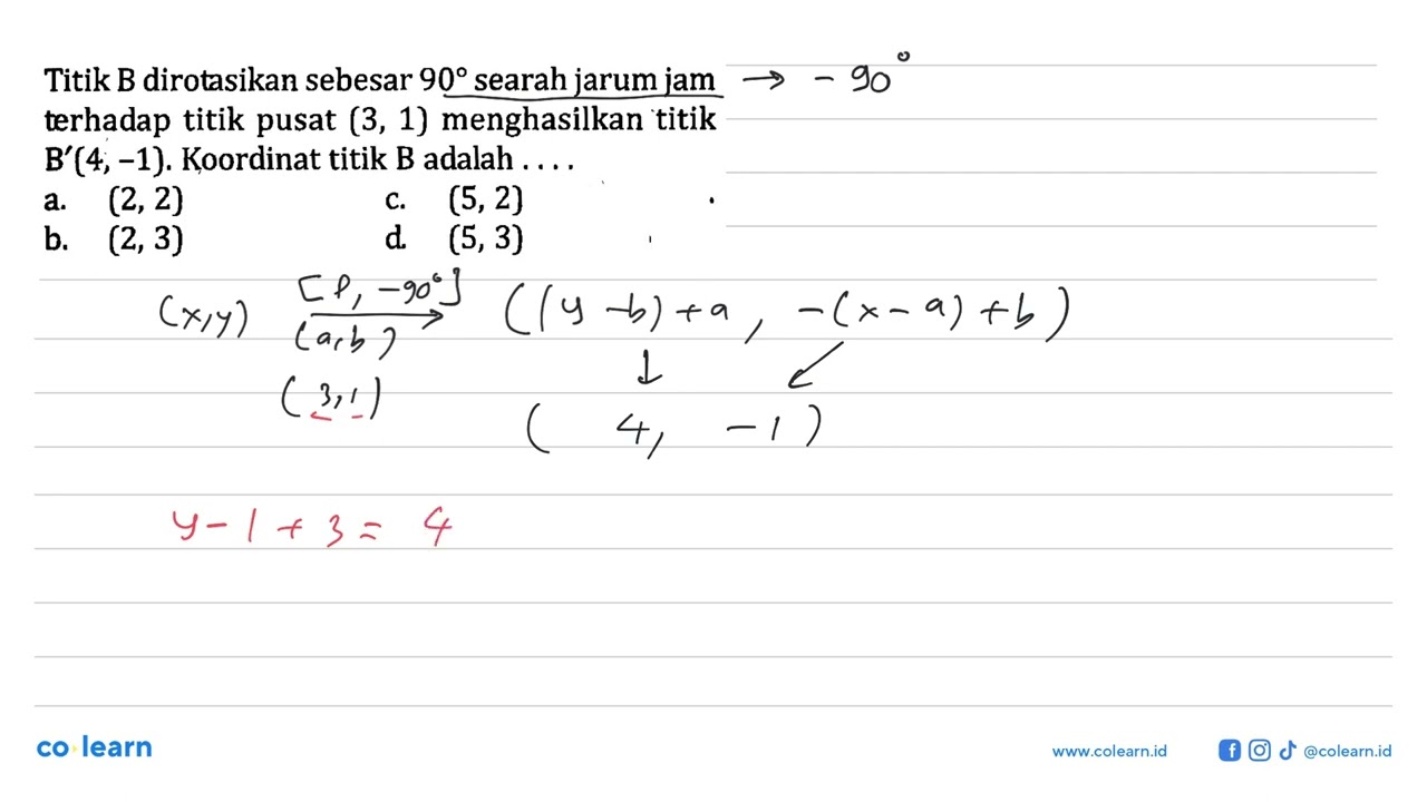 Titik B Dirotasikan Sebesar 90 Searah Jarum Jam Terhadap Titik Pusat (3 ...