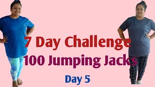 100 Jumping Jacks 7 Day Challenge [Cardio + Burn Calories + Lose Weight]#day5