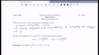 Introduction to Section 8.1: Basic Approaches to Integration