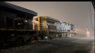 CSX 504 leads M649-01 through the thick fog in Cairo, Ga.